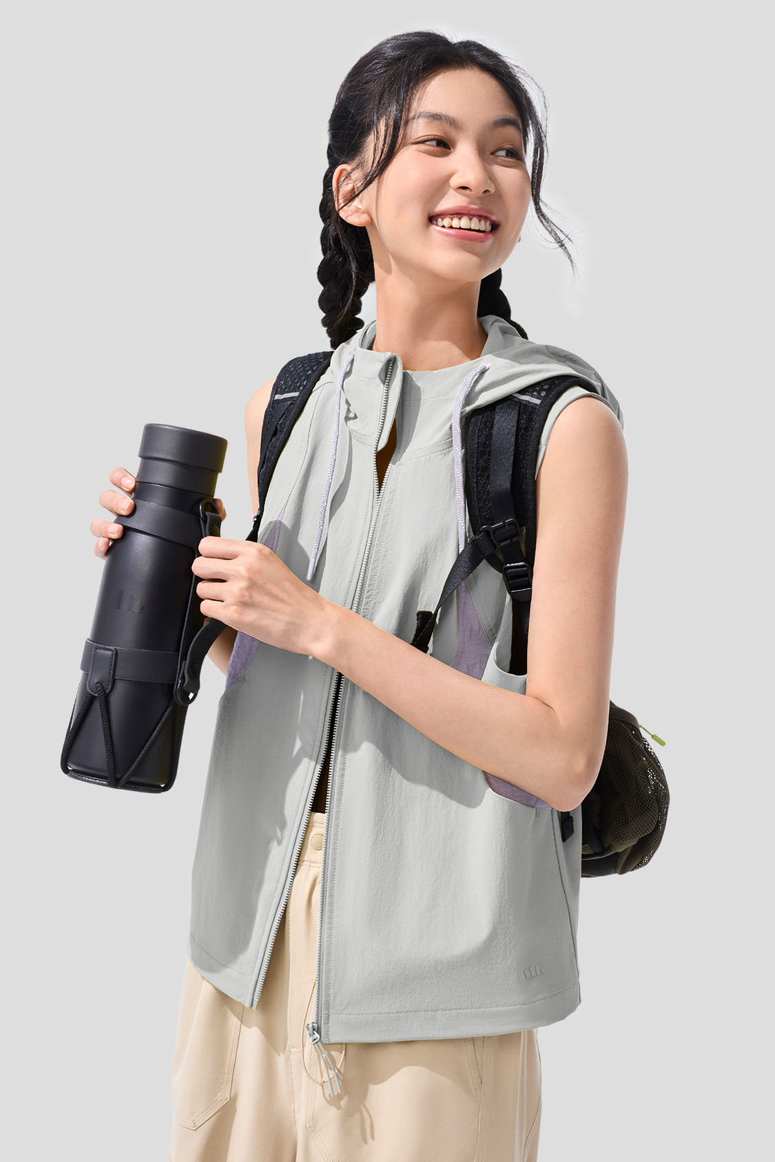 beneunder women's sun protection vest #color_light gray