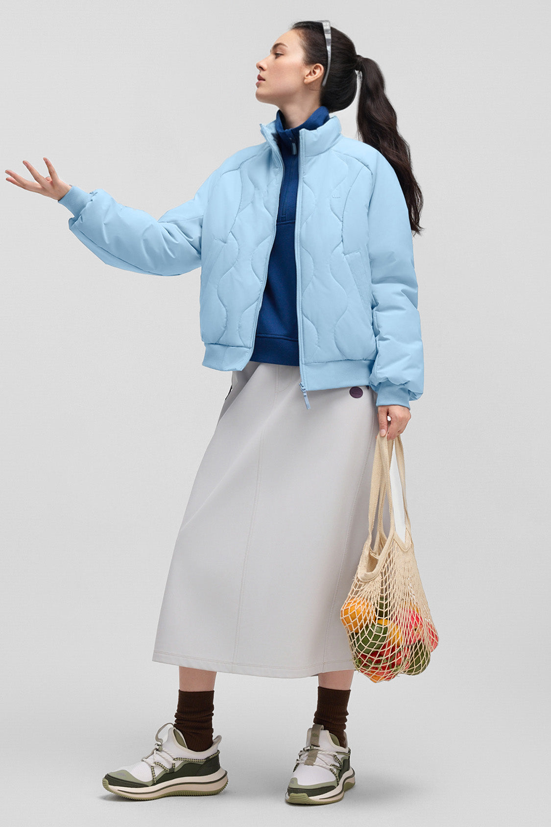 beneunder trailjacket womens medium warmth fleece jacket #color_light blue