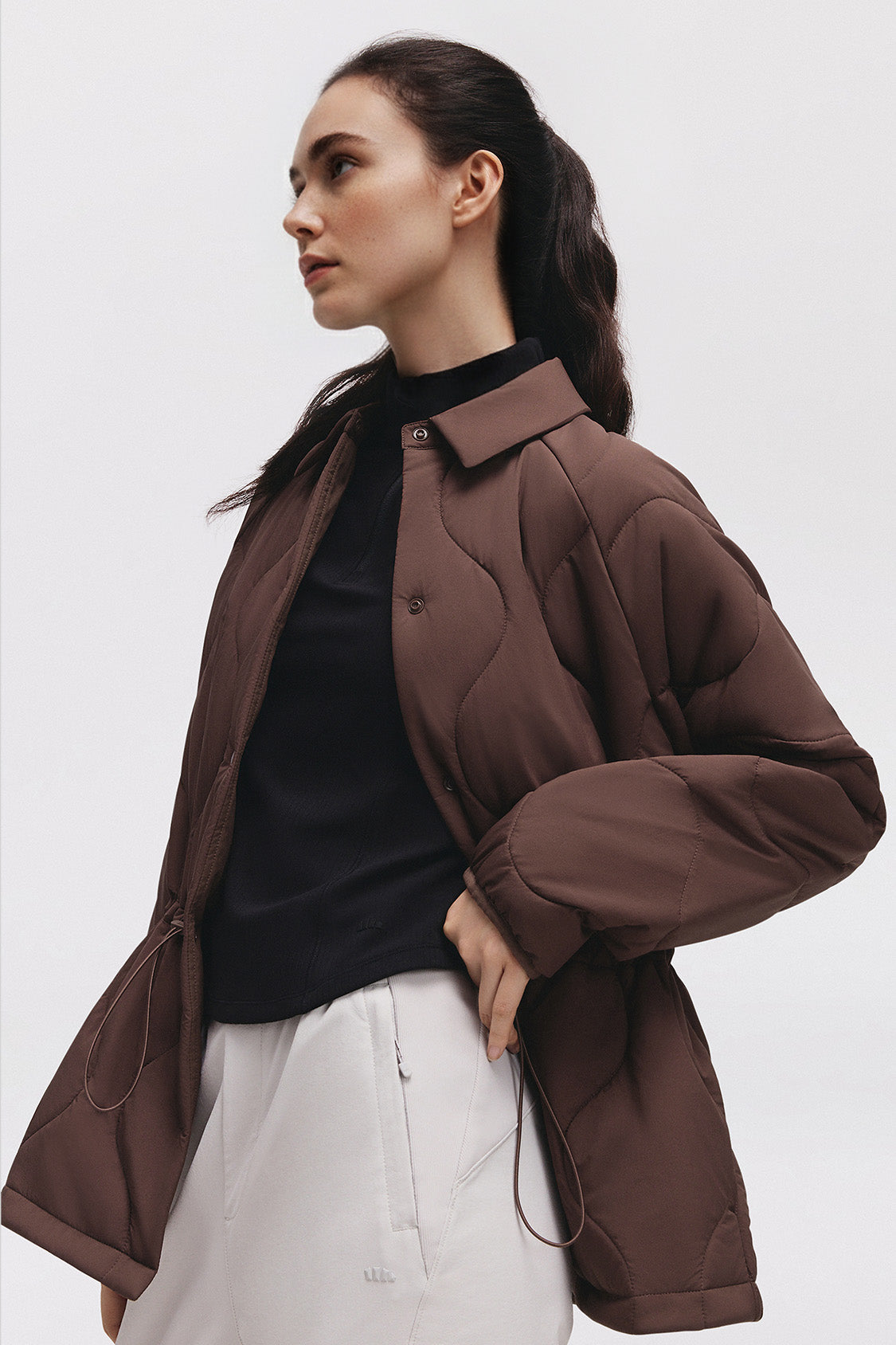 beneunder lapeltrail womens medium warmth lapel collar fleece jacket #color_brown