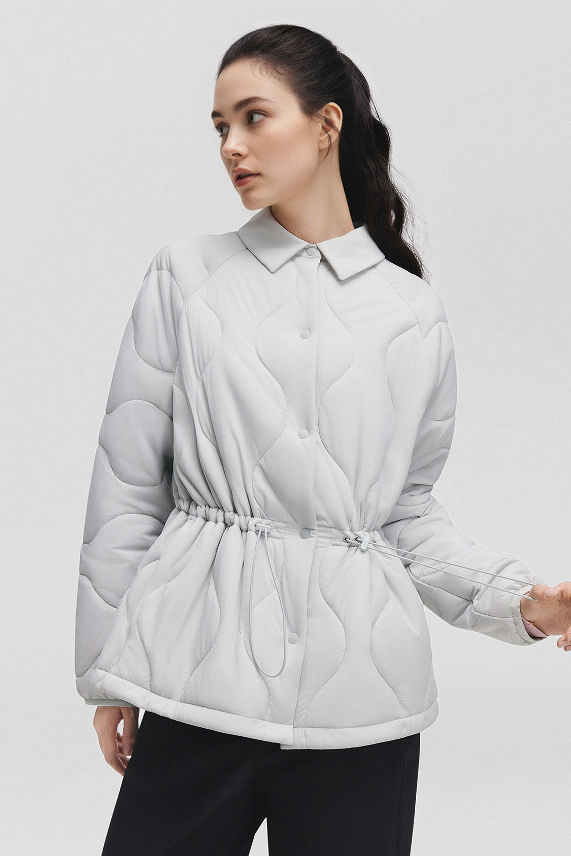 beneunder lapeltrail womens medium warmth lapel collar fleece jacket #color_gray