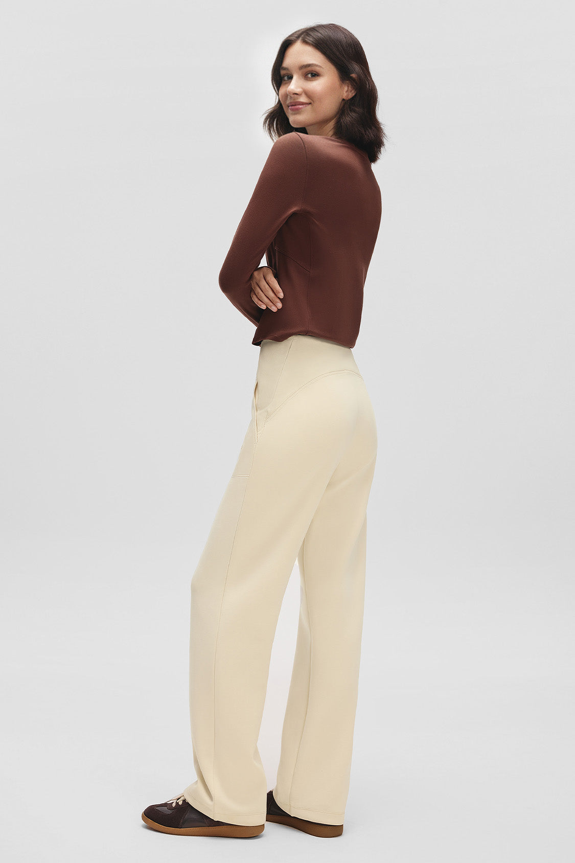 beneunder flexstraight womens high stretch straight leg pants #color_beige