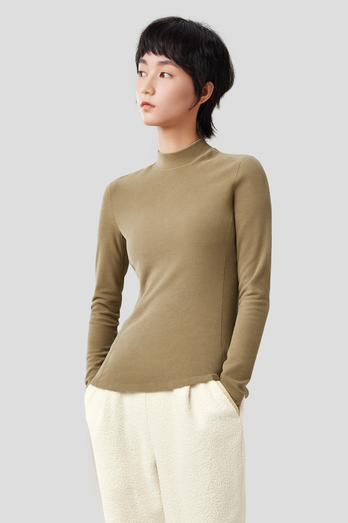 SSLR-Thermal-Shirts for-Women-Turtleneck Long Sleeve Tops Fleece