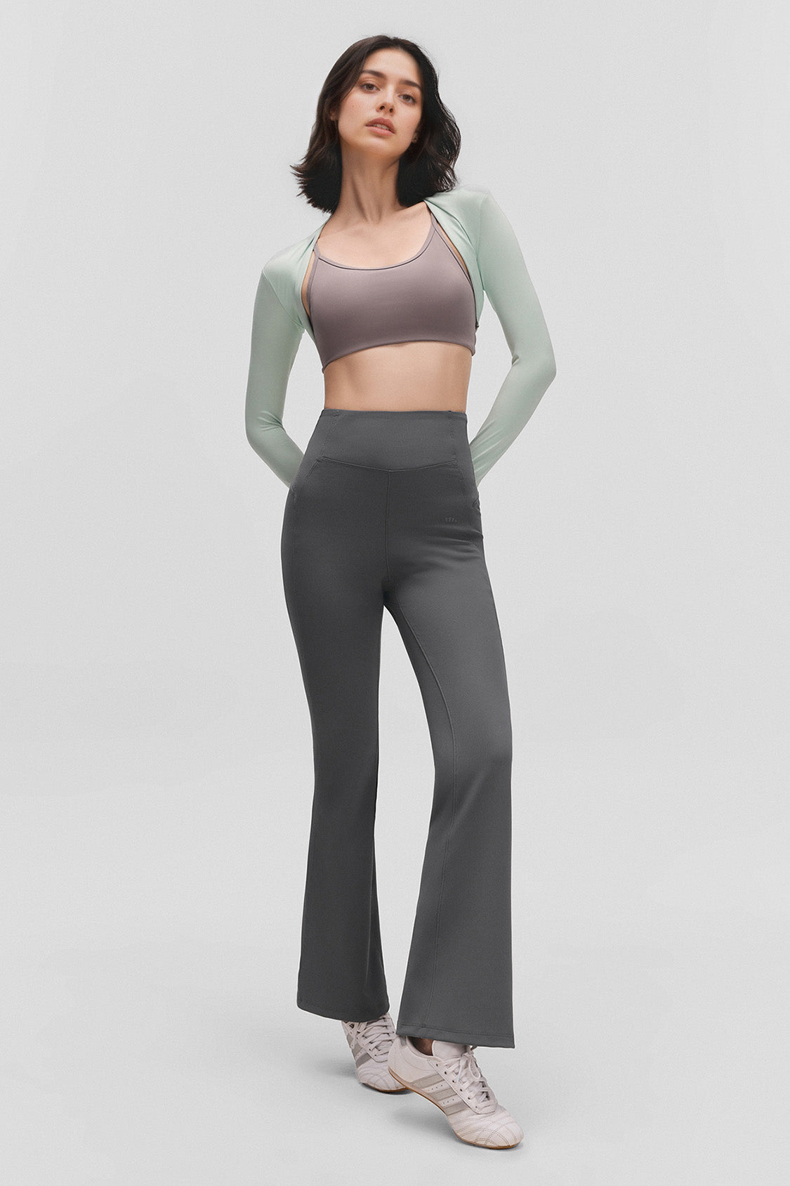 beneunder flexflare womens high stretch mini flare pants #color_gray