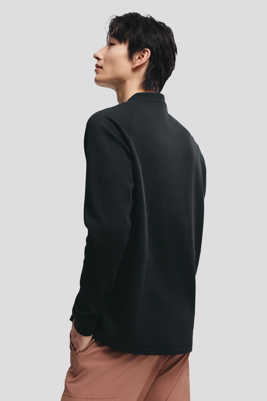 beneunder wickcore mens stand collar wicking base layer #color_balck