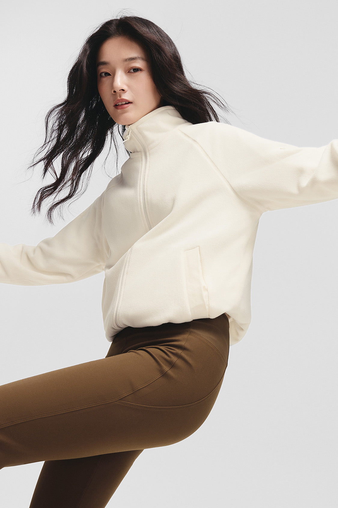 beneunder flipbreeze womens light warmth reversible fleece jacket#color_beige - white