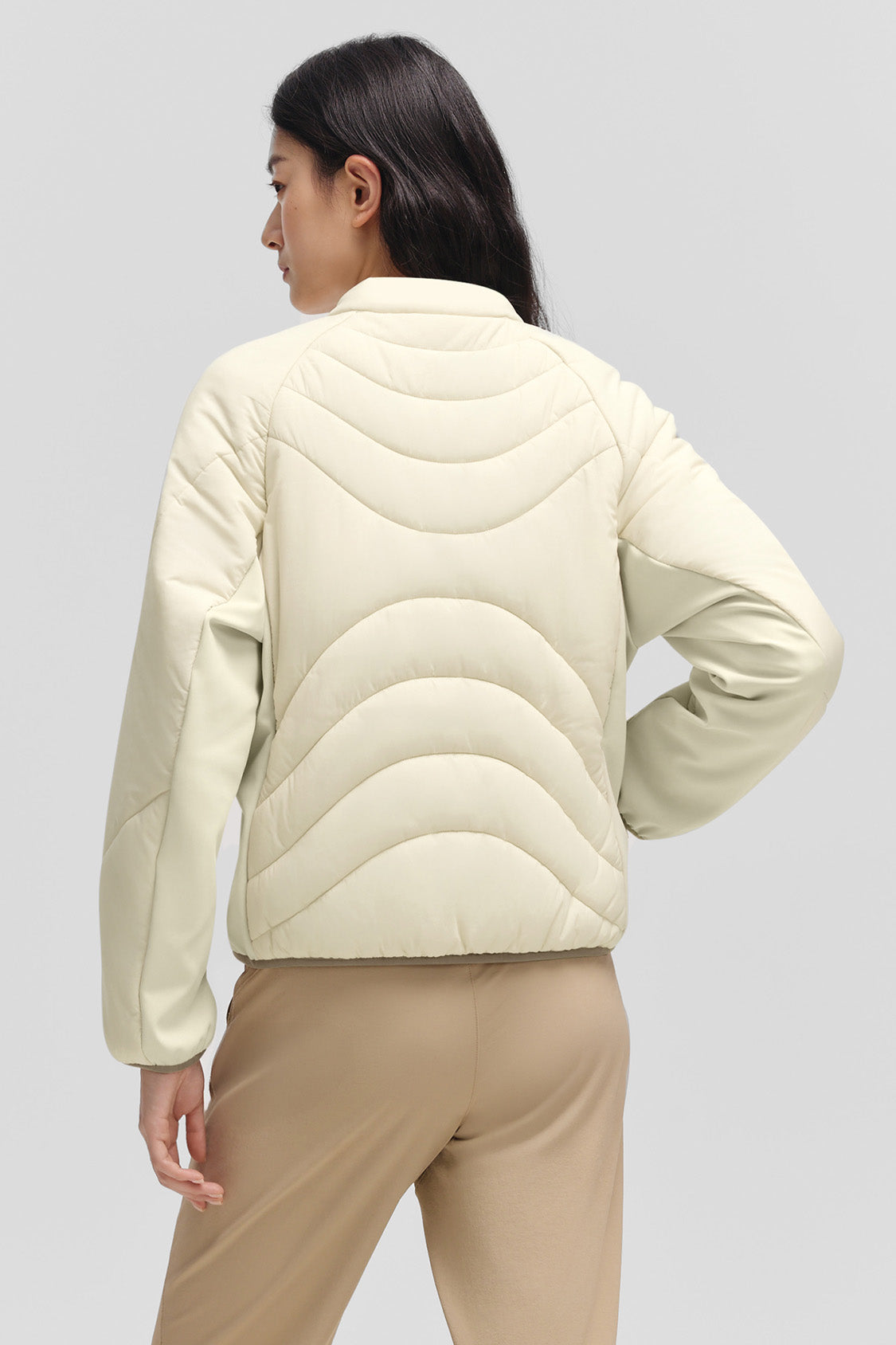 beneunder peakflex – women’s stretch insulated shell jacket (removable hood, warm liner) #color_beige
