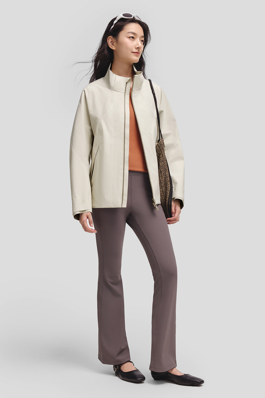 beneunder peakflex – women’s stretch insulated shell jacket (removable hood, warm liner) #color_beige