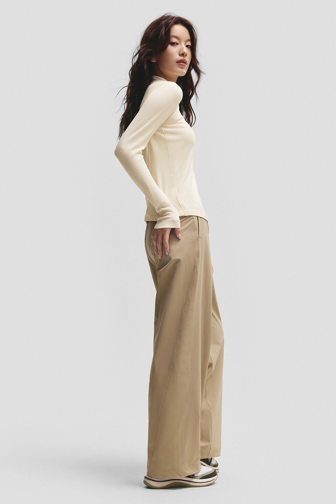 beneunder cozyflex womens half turtleneck thermal base layer top #color_beige