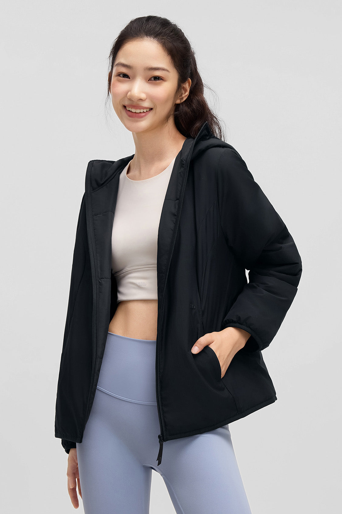 beneunder hoodtrail womens medium warmth hooded fleece jacket #color_black