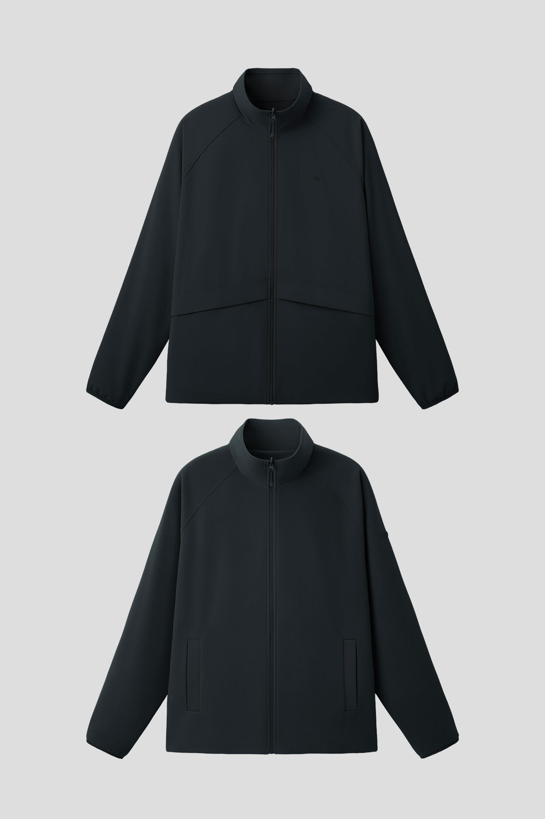 beneunder flipheat mens light warmth reversible fleece jacket #color_black