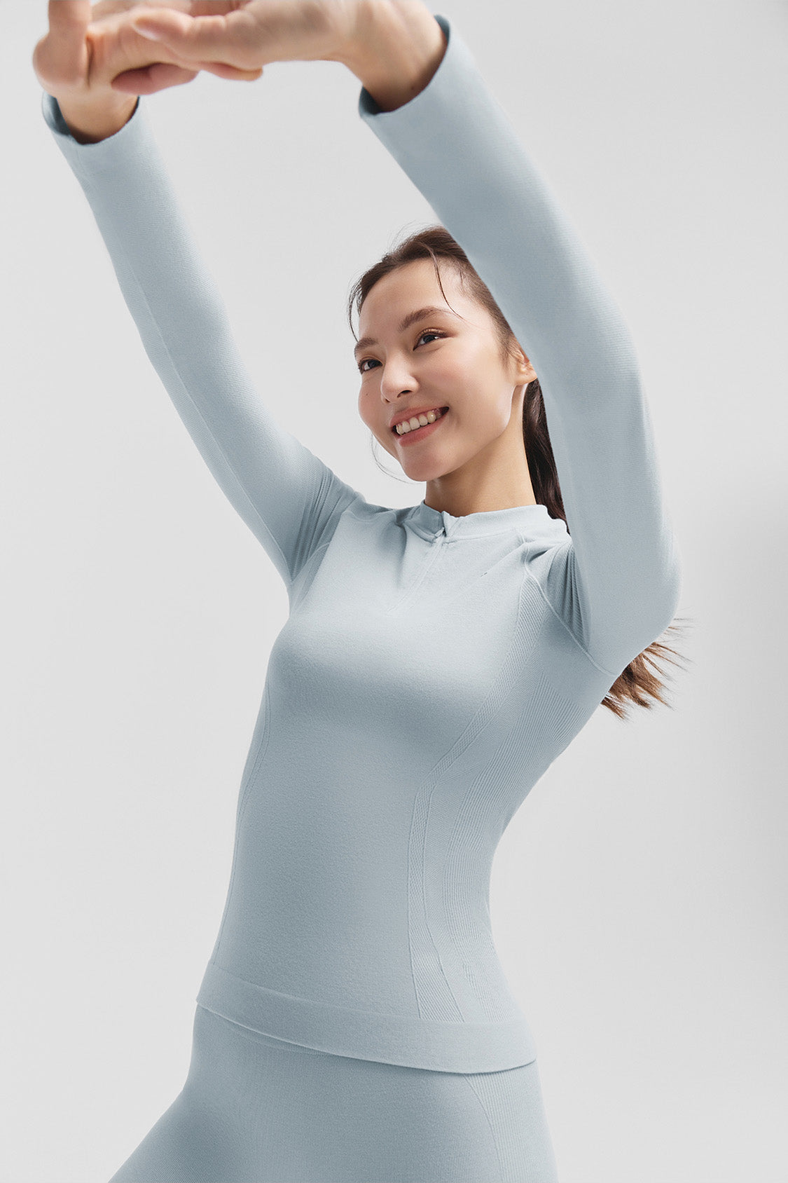 beneunder motionset womens light warmth sport performance base layer set #color_blue gray