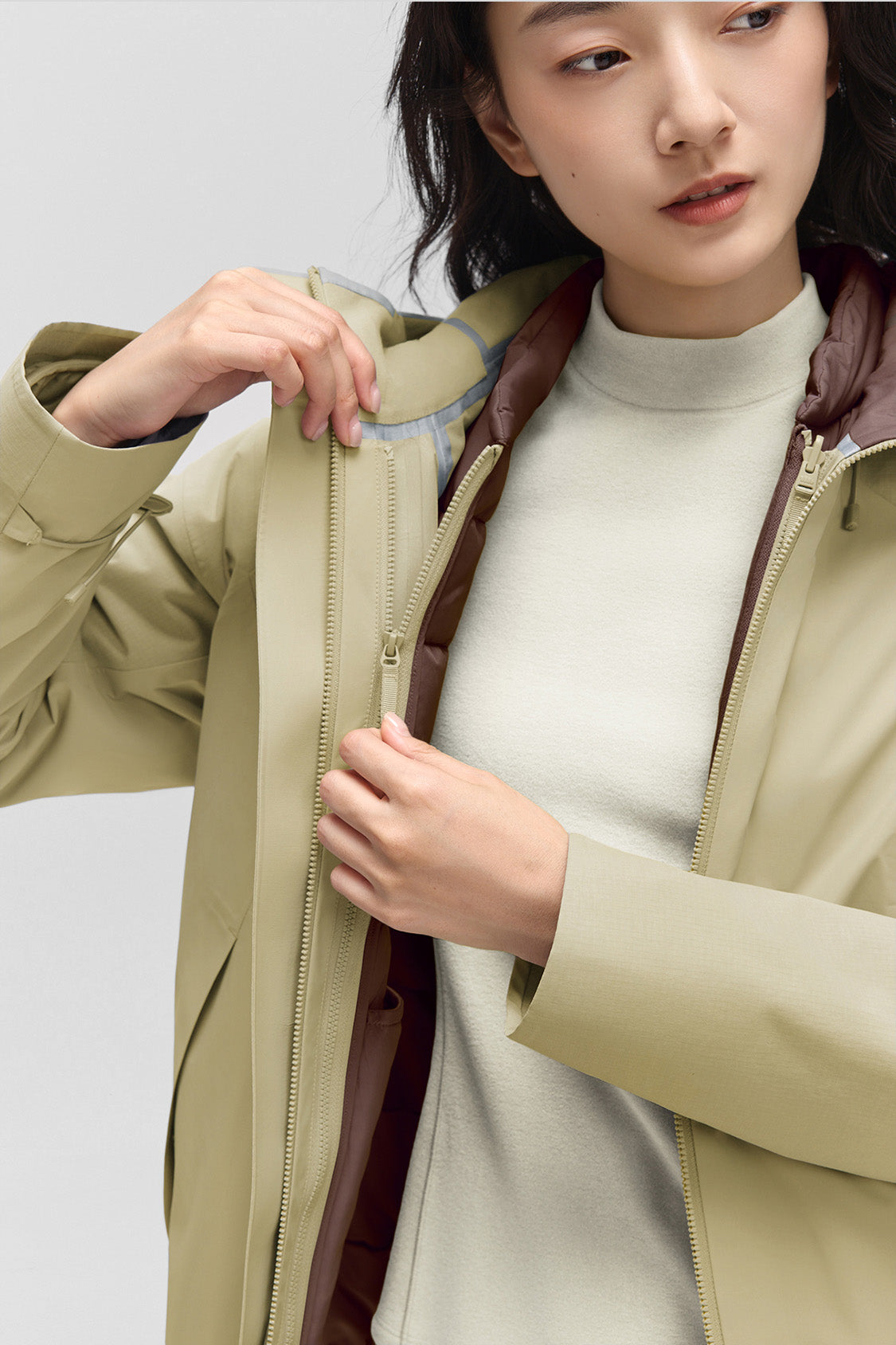 beneunder alpinecore – women’s insulated shell jacket (regular fit, warm liner) #color_brown