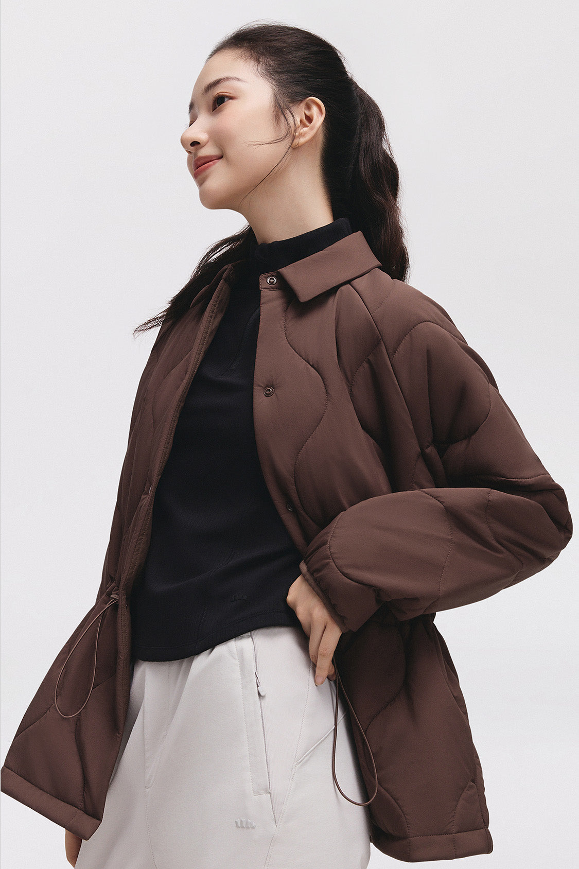 beneunder lapeltrail womens medium warmth lapel collar fleece jacket #color_brown