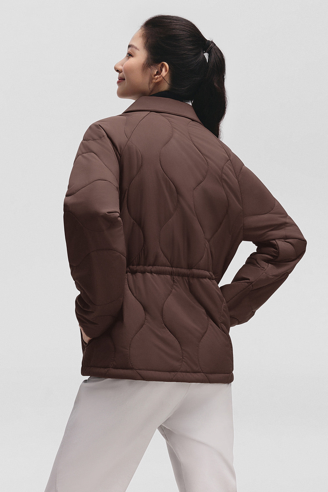 beneunder lapeltrail womens medium warmth lapel collar fleece jacket #color_brown