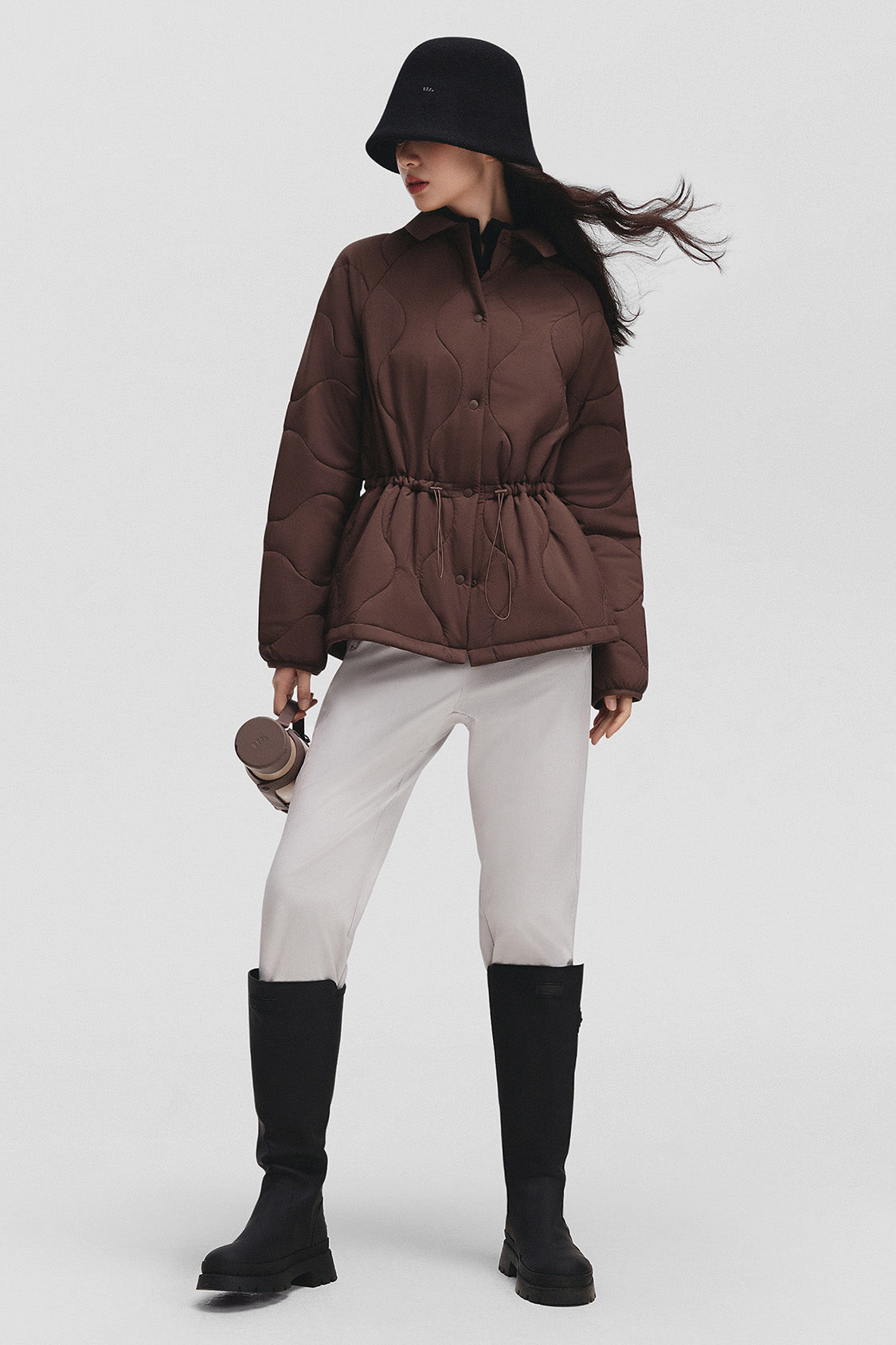 beneunder lapeltrail womens medium warmth lapel collar fleece jacket #color_brown