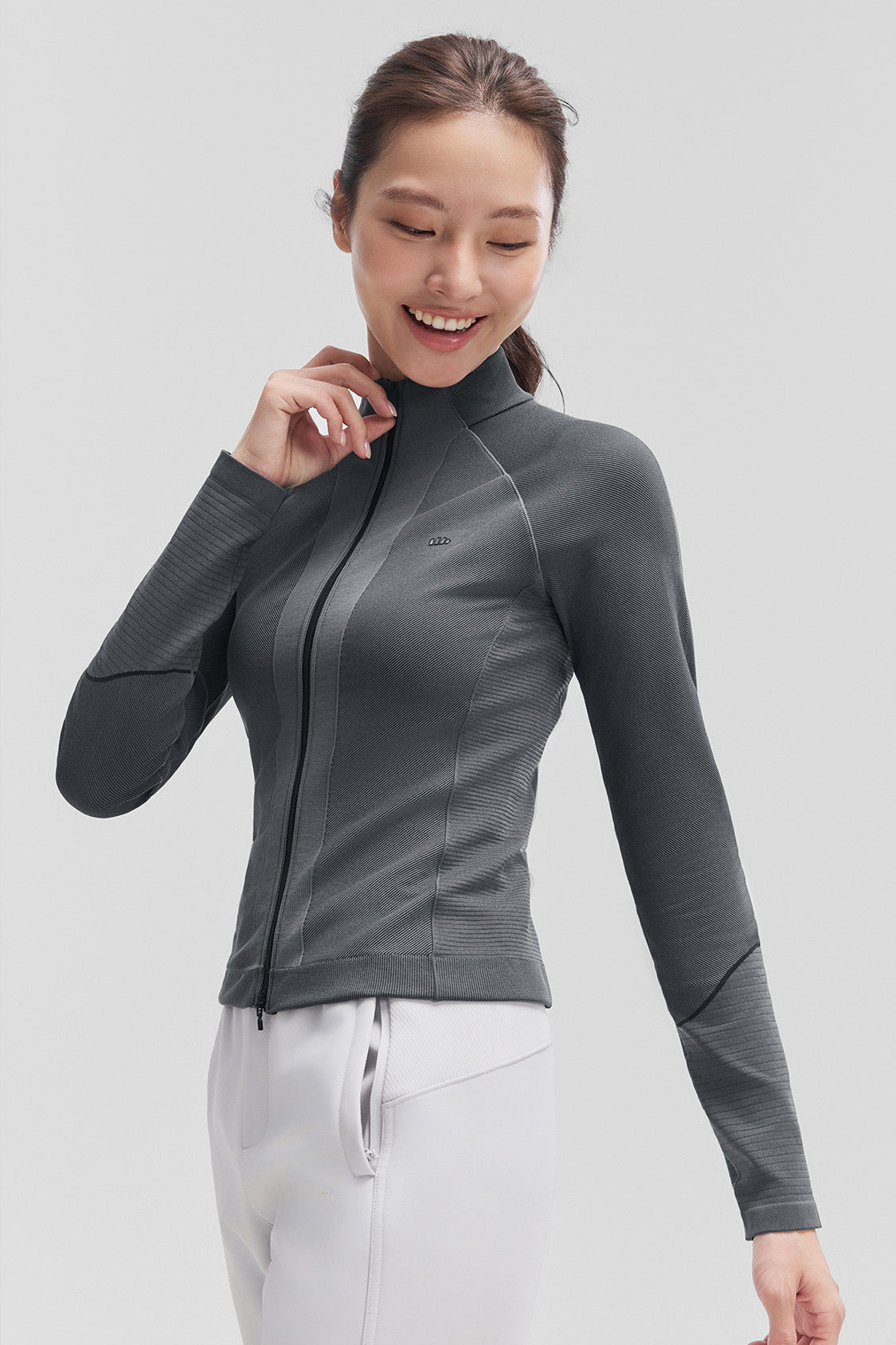 beneunder fullzipdry womens full zip quick dry shaping top #color_deep gray