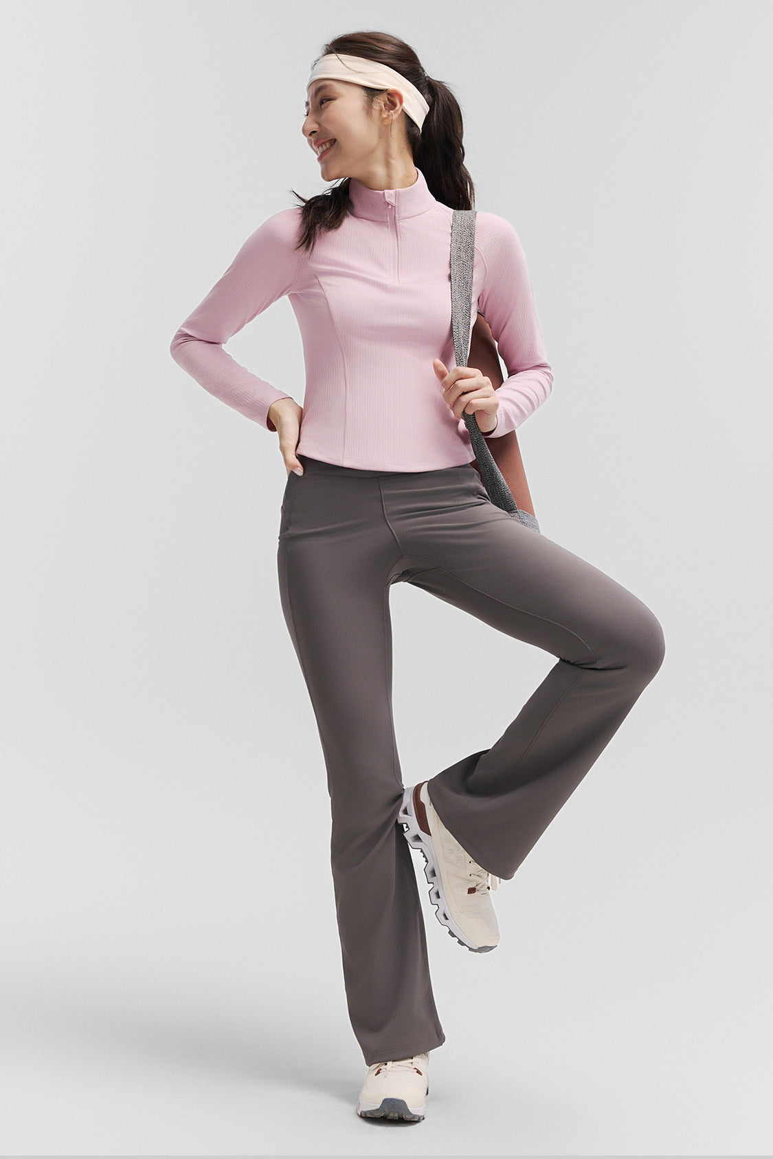 beneunder stripedry womens striped quick dry shaping top #color_dusty pink