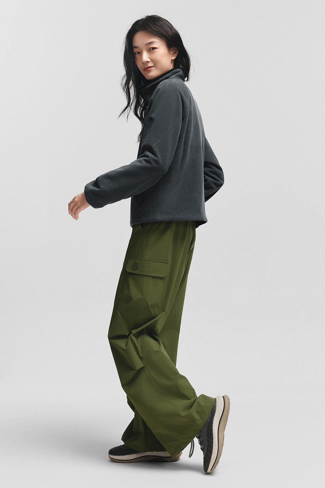 beneunder flipbreeze womens light warmth reversible fleece jacket#color_gray - black