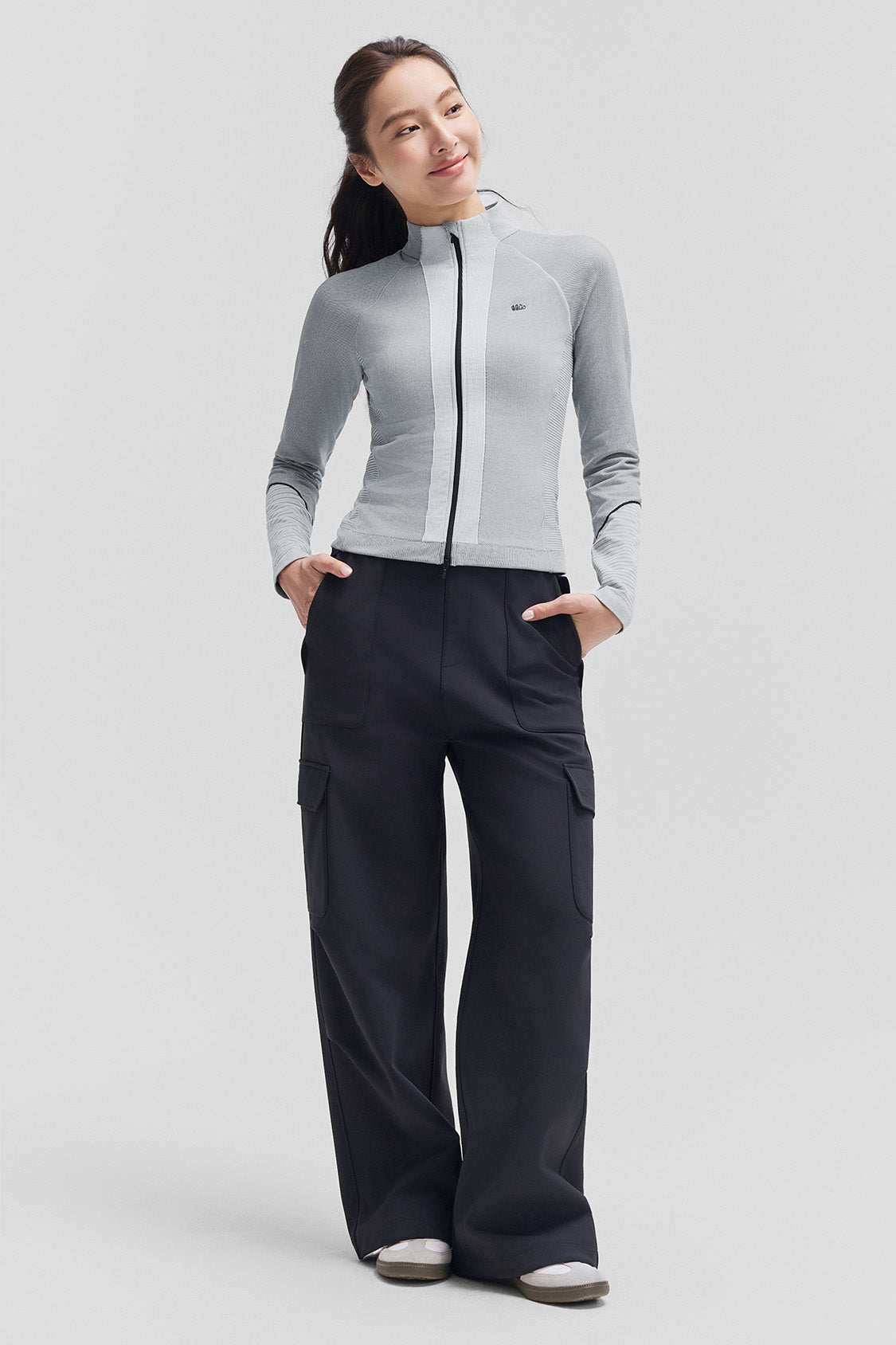 beneunder fullzipdry womens full zip quick dry shaping top #color_gray