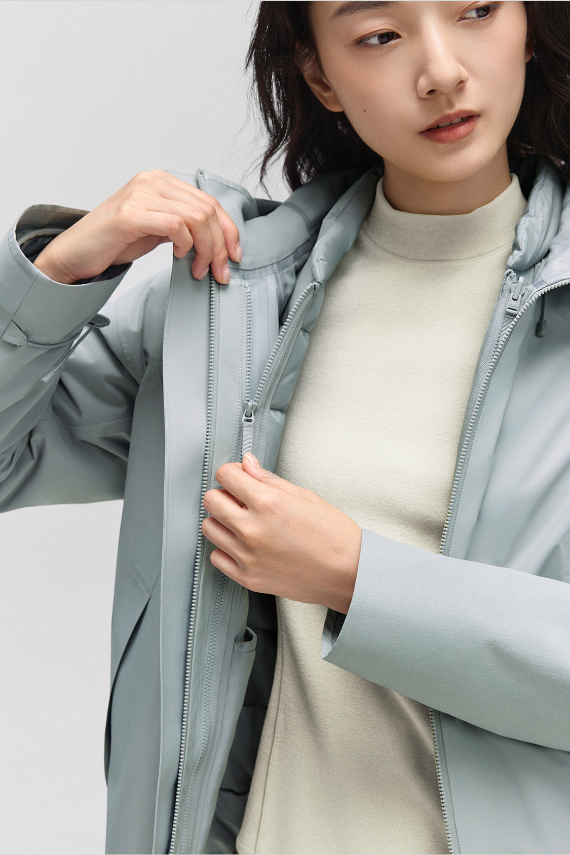 beneunder alpinecore – women’s insulated shell jacket (regular fit, warm liner) #color_gray