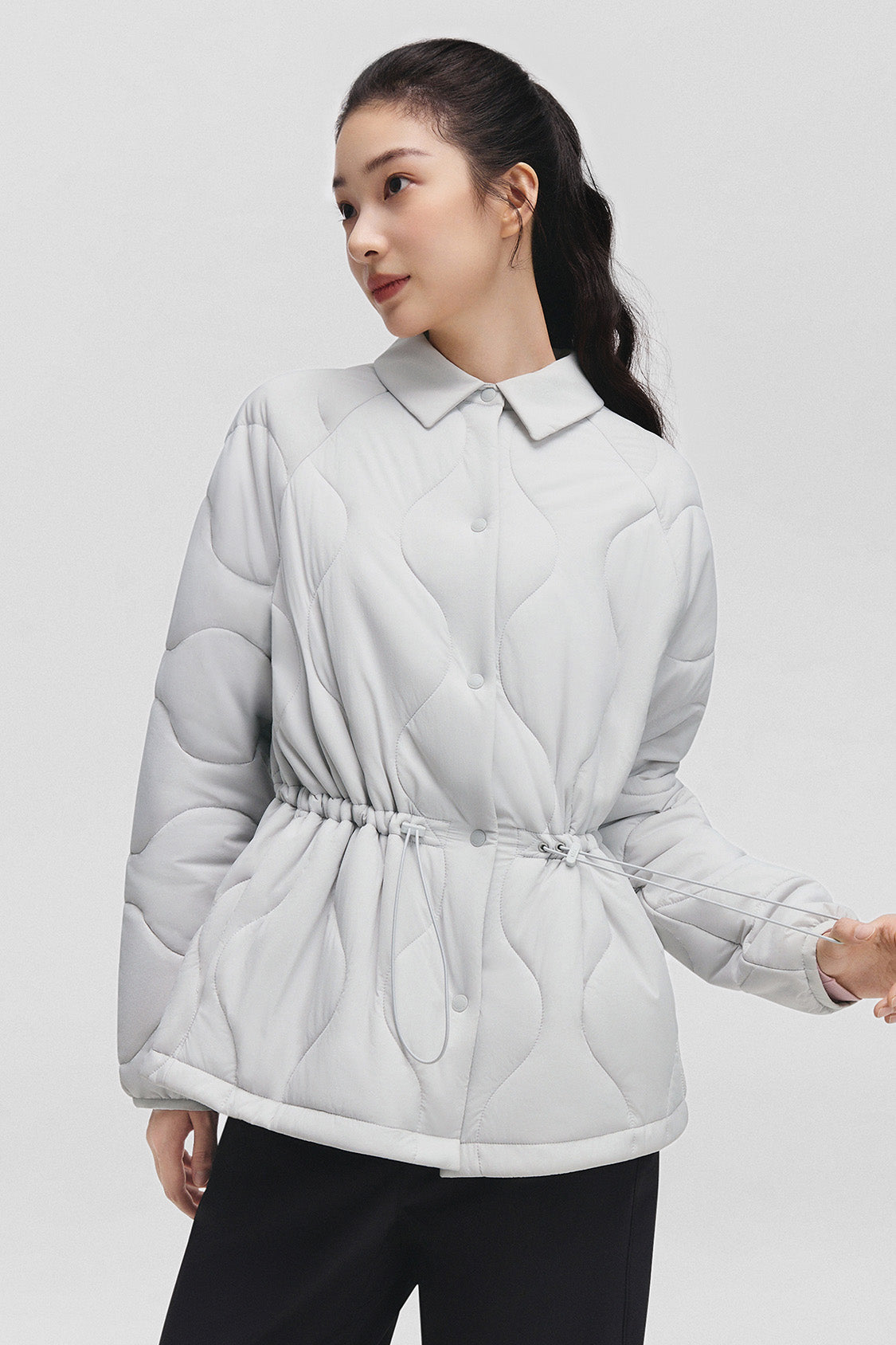 beneunder lapeltrail womens medium warmth lapel collar fleece jacket #color_gray