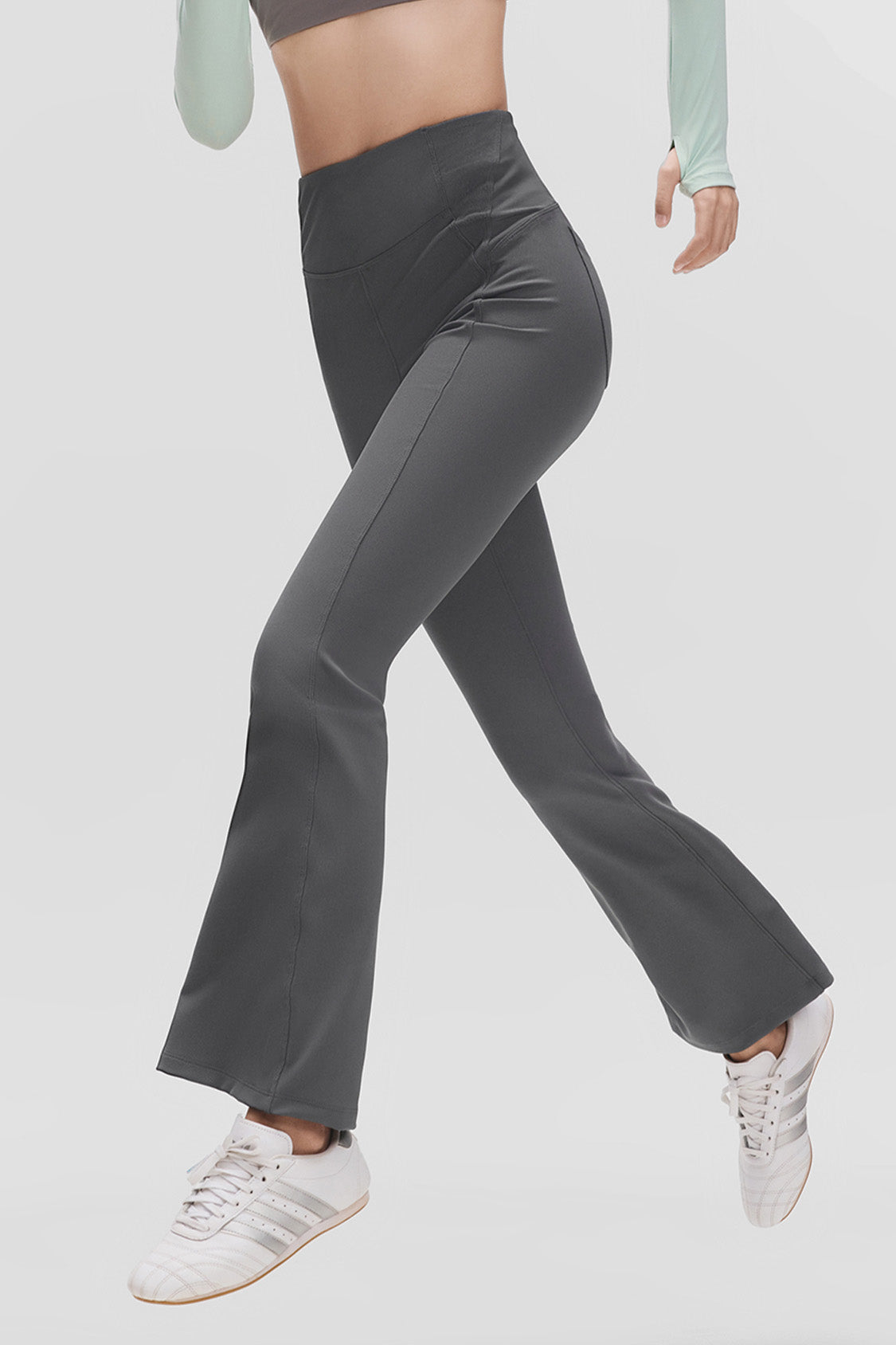 beneunder flexflare womens high stretch mini flare pants #color_gray