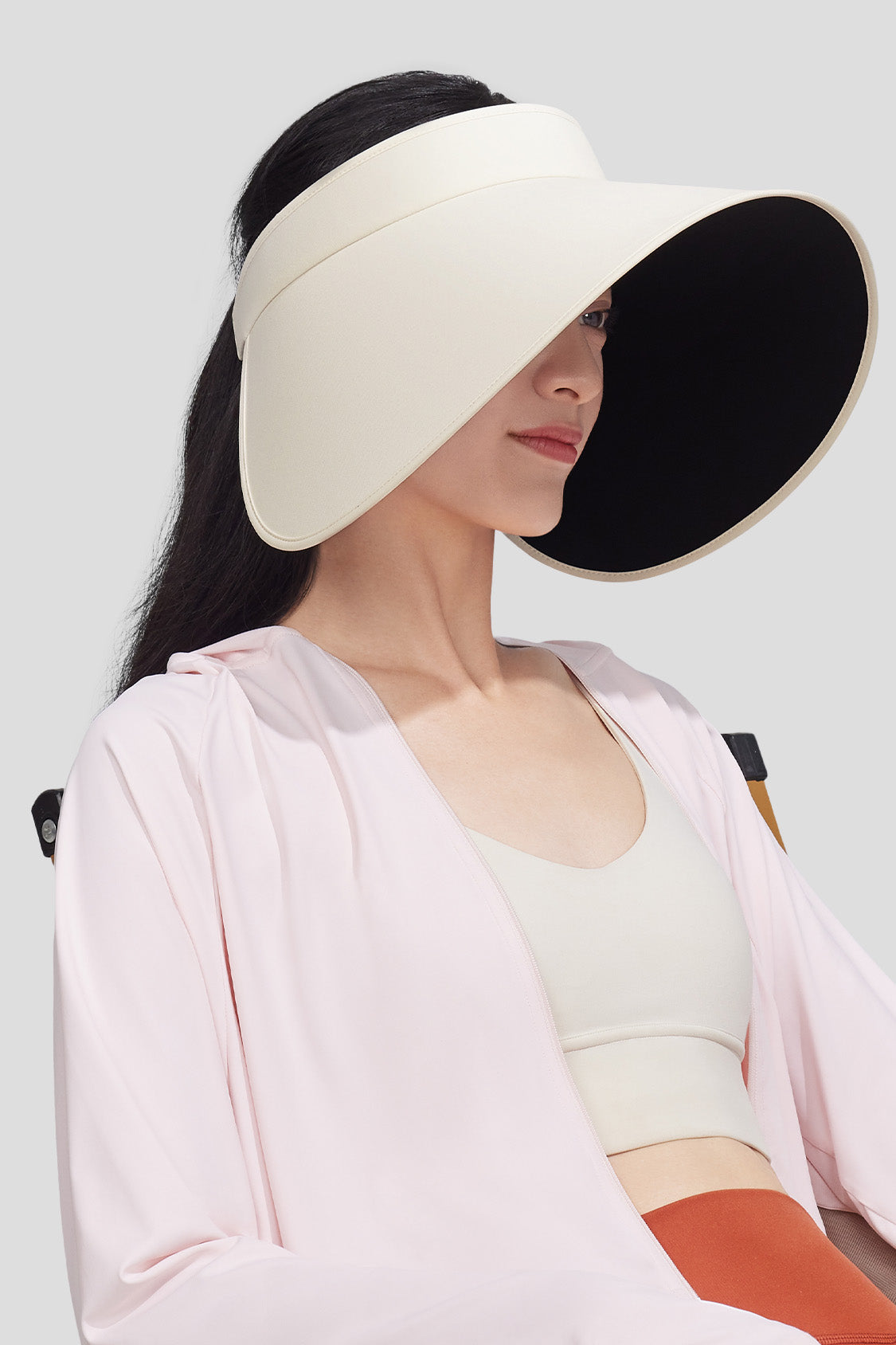 Breeze - Women's Ultra Wide Brim Sun Visor Hat UPF50+ Light Beige / One Size - Adjustable