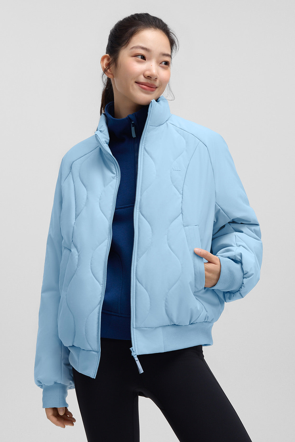 beneunder trailjacket womens medium warmth fleece jacket #color_light blue