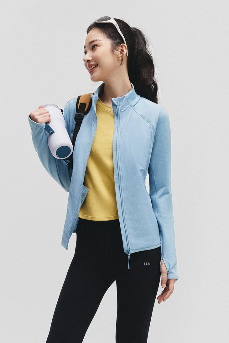 beneunder microwind womens light warmth windproof micro fleece jacket#color_light blue