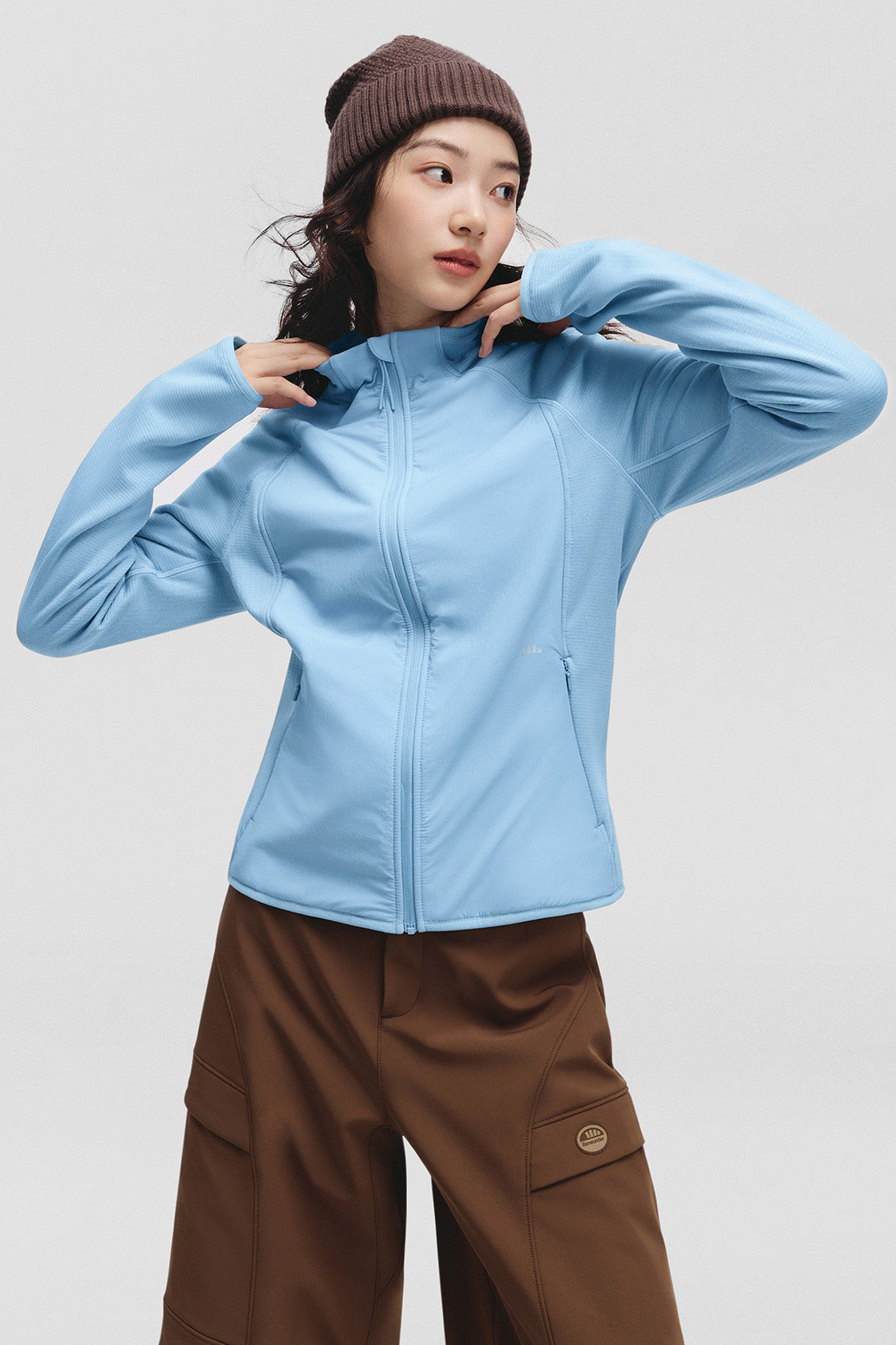 beneunder windhaven womens medium warmth windproof fleece jacket #color_light blue