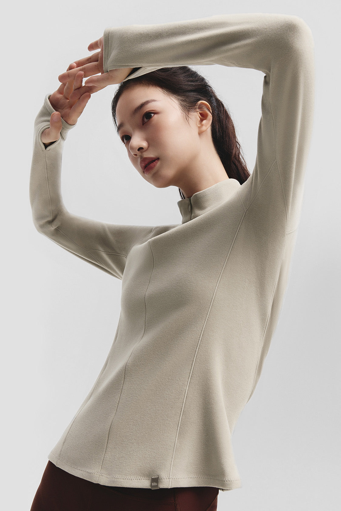 beneunder glacierzip womens medium warmth half zip fleece base layer #color_light brown