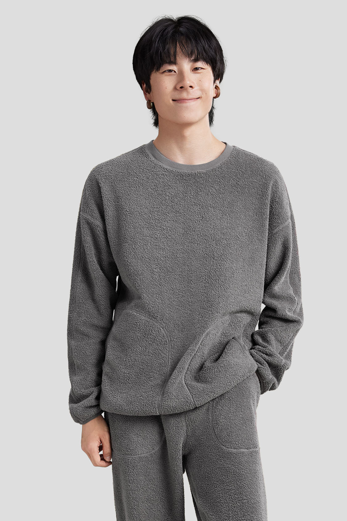 beneunder men's cozy fleece loungewear #color_graphite gray