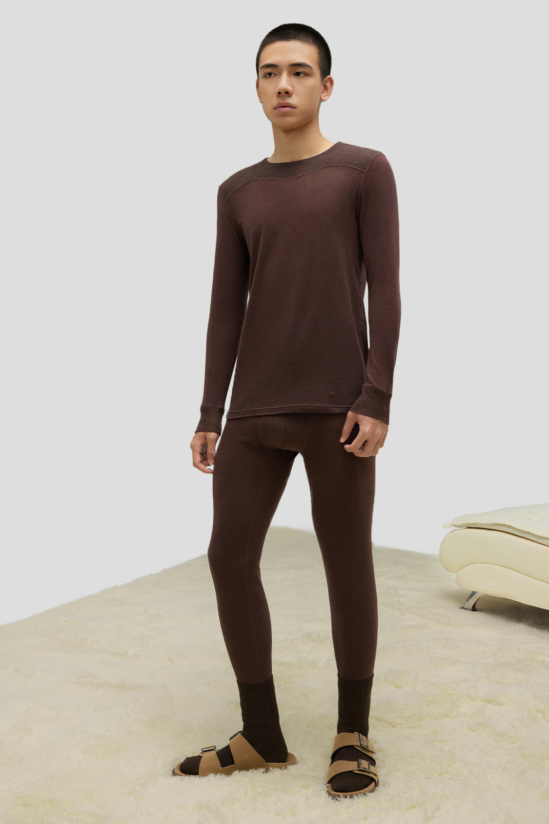 beneunder men's thermal base layer set #color_autumn rock brown