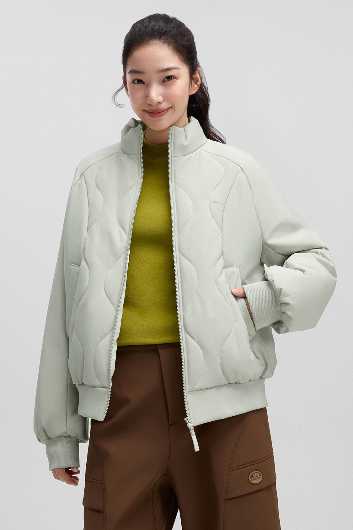 beneunder trailjacket womens medium warmth fleece jacket #color_mint green