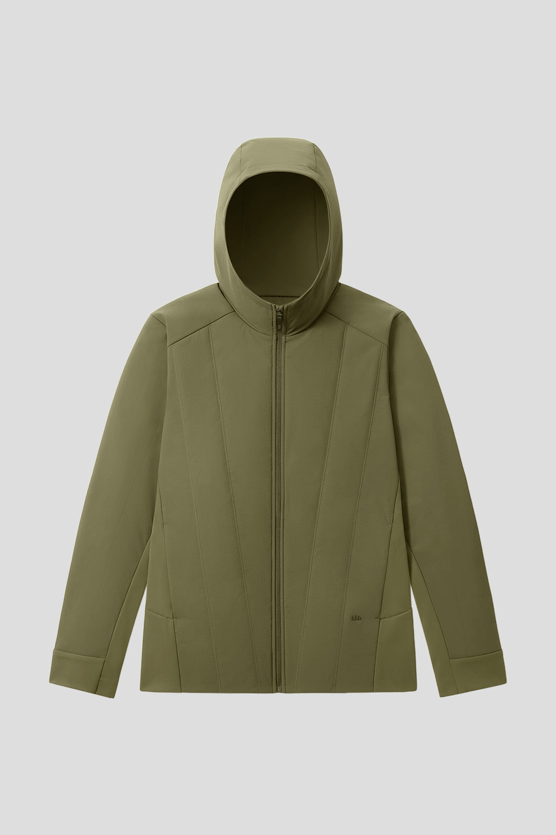 beneunder hoodflex mens medium warmth hooded stretch fleece vest #color_moss green