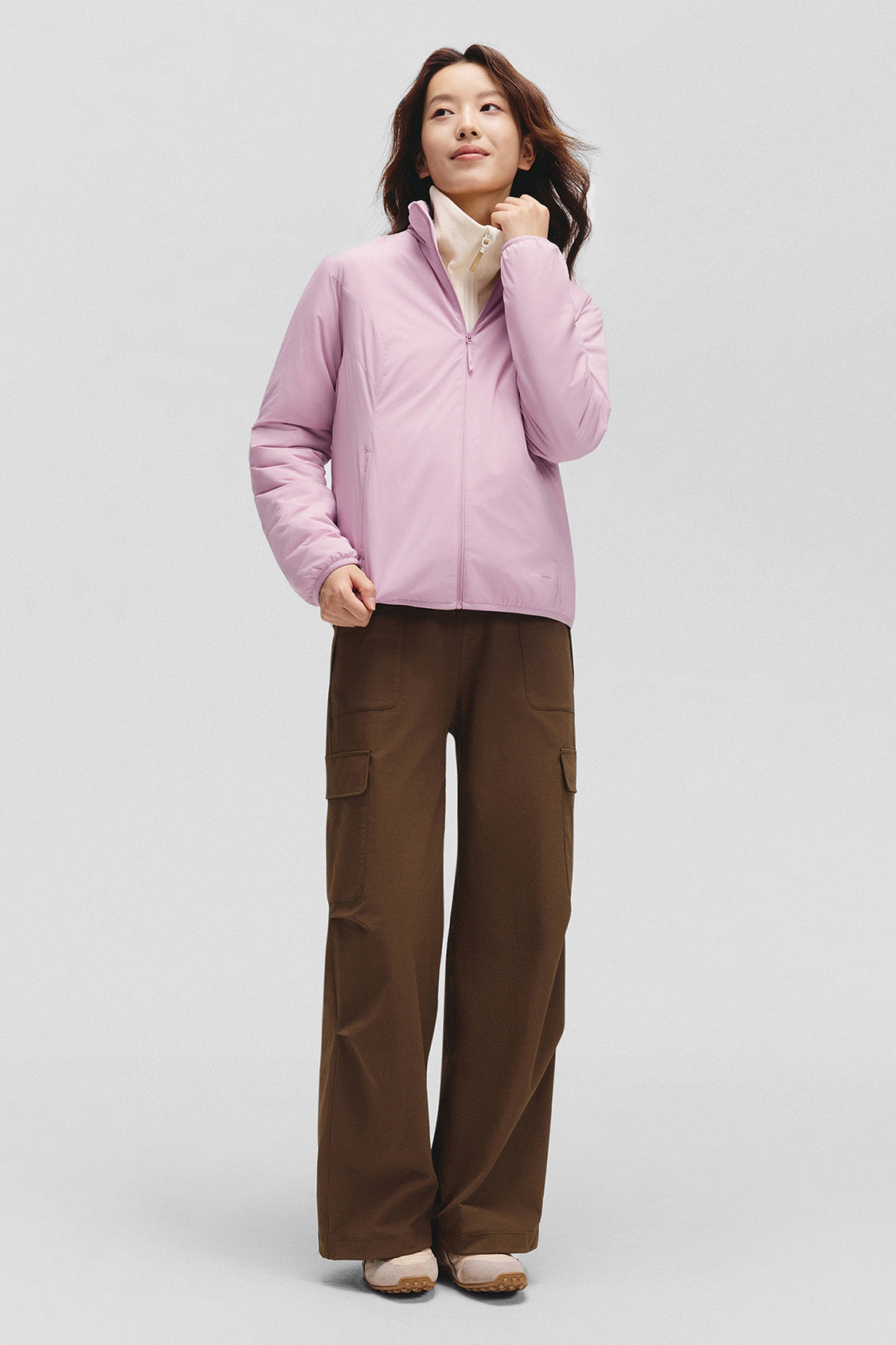 beneunder peakstand womens medium warmth stand collar fleece jacket #color_pink