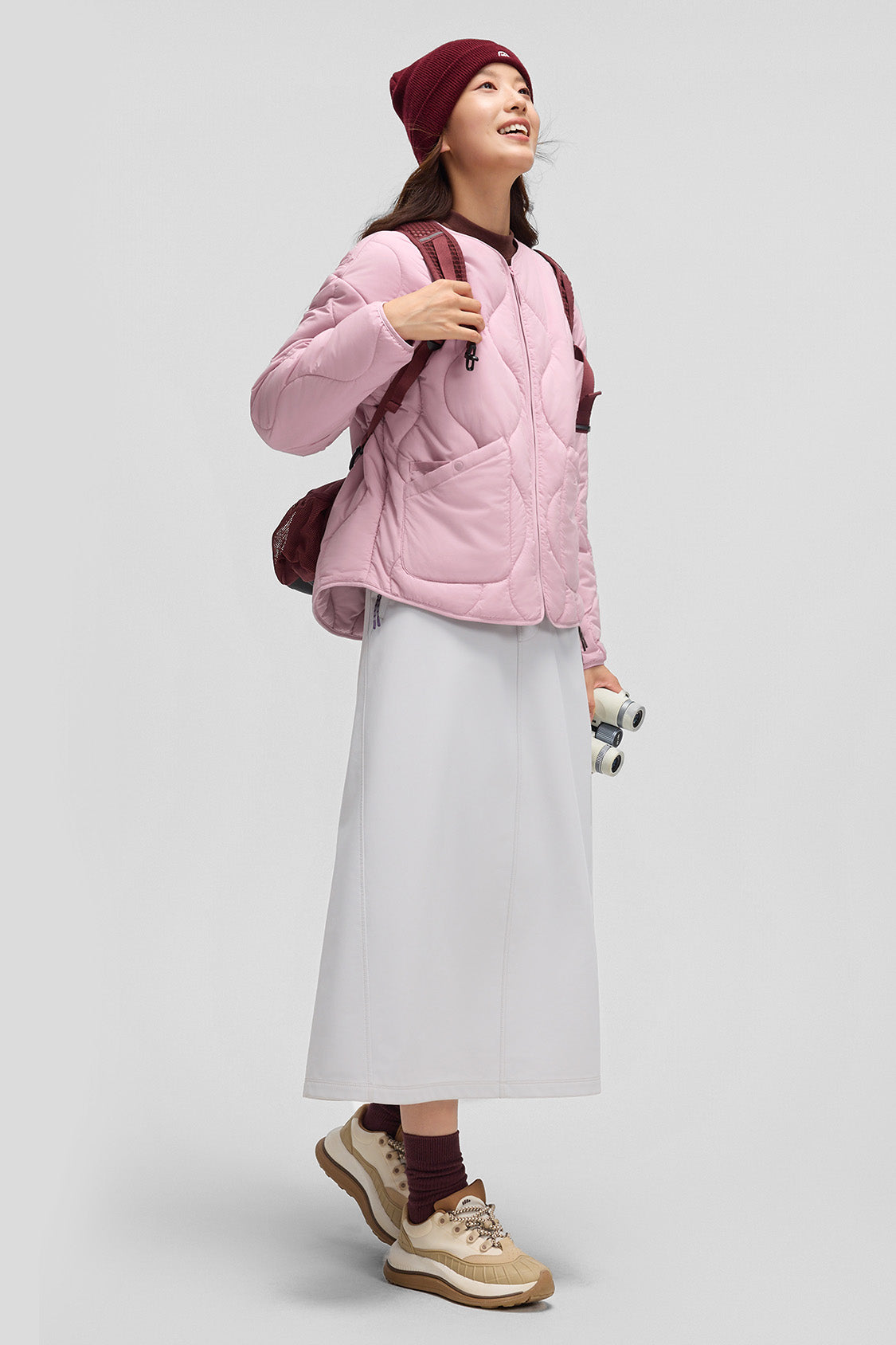 beneunder roundtrail womens medium warmth round neck fleece jacket #color_pink