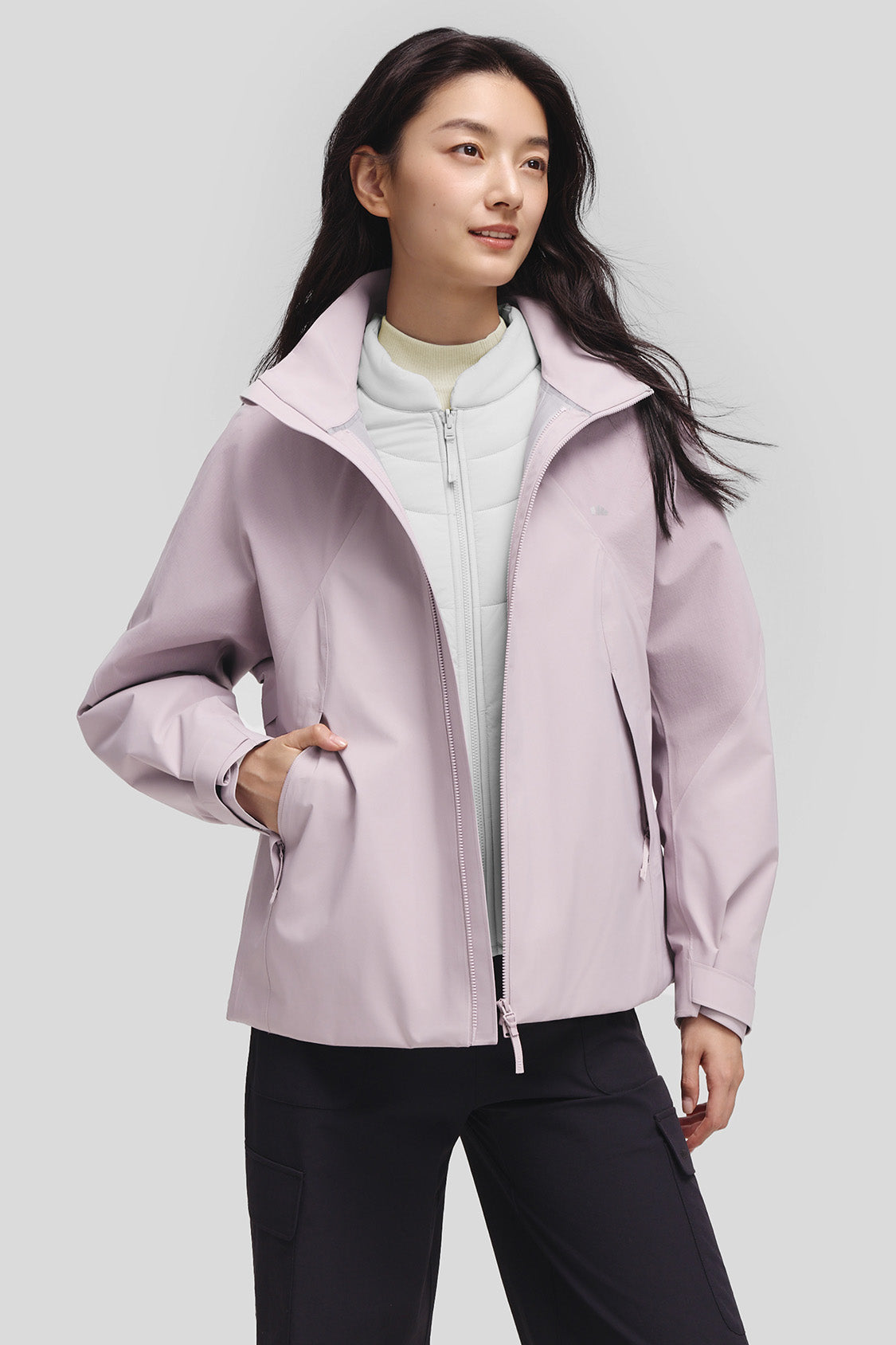 beneunder peakflex – women’s stretch insulated shell jacket (removable hood, warm liner) #color_pink