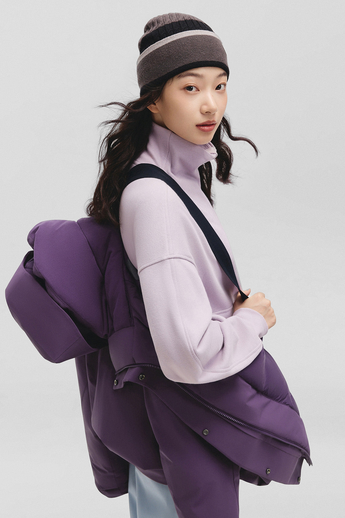 beneunder frostshield – women’s full-protection boxy down jacket (extra warm, long sleeve) #color_purple