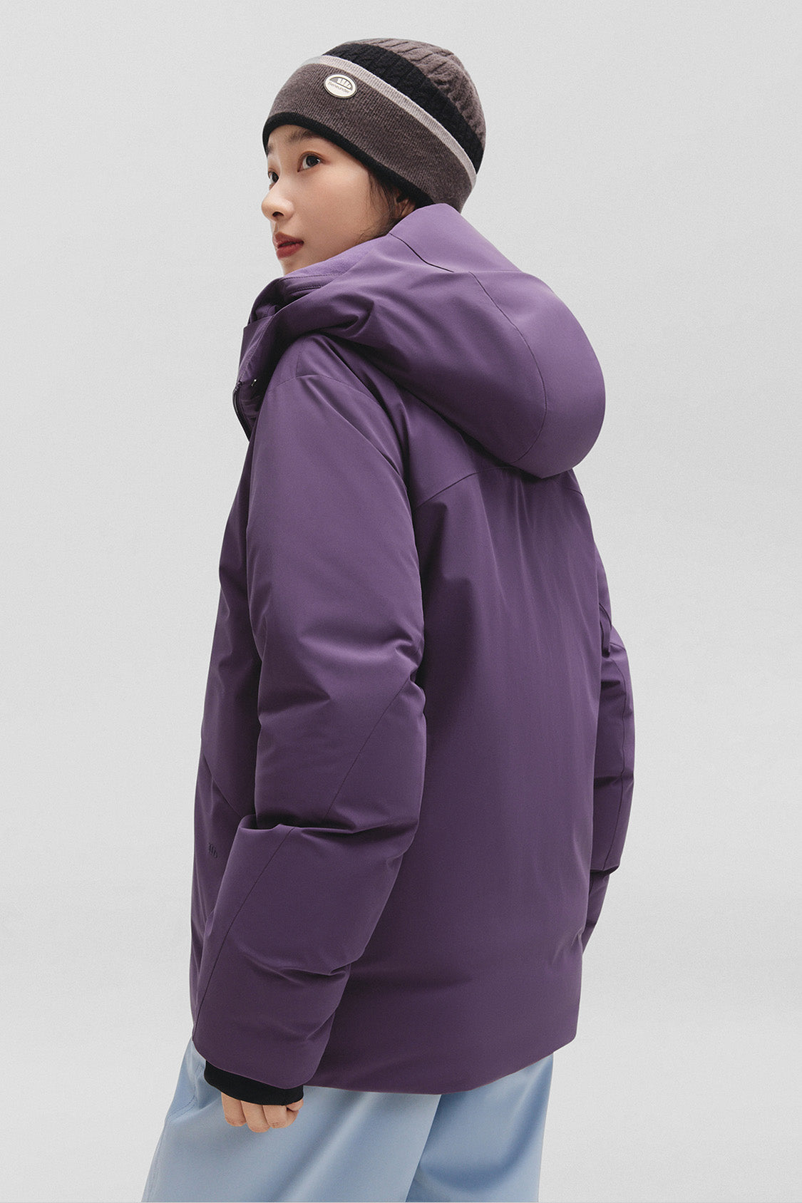 beneunder frostshield – women’s full-protection boxy down jacket (extra warm, long sleeve) #color_purple