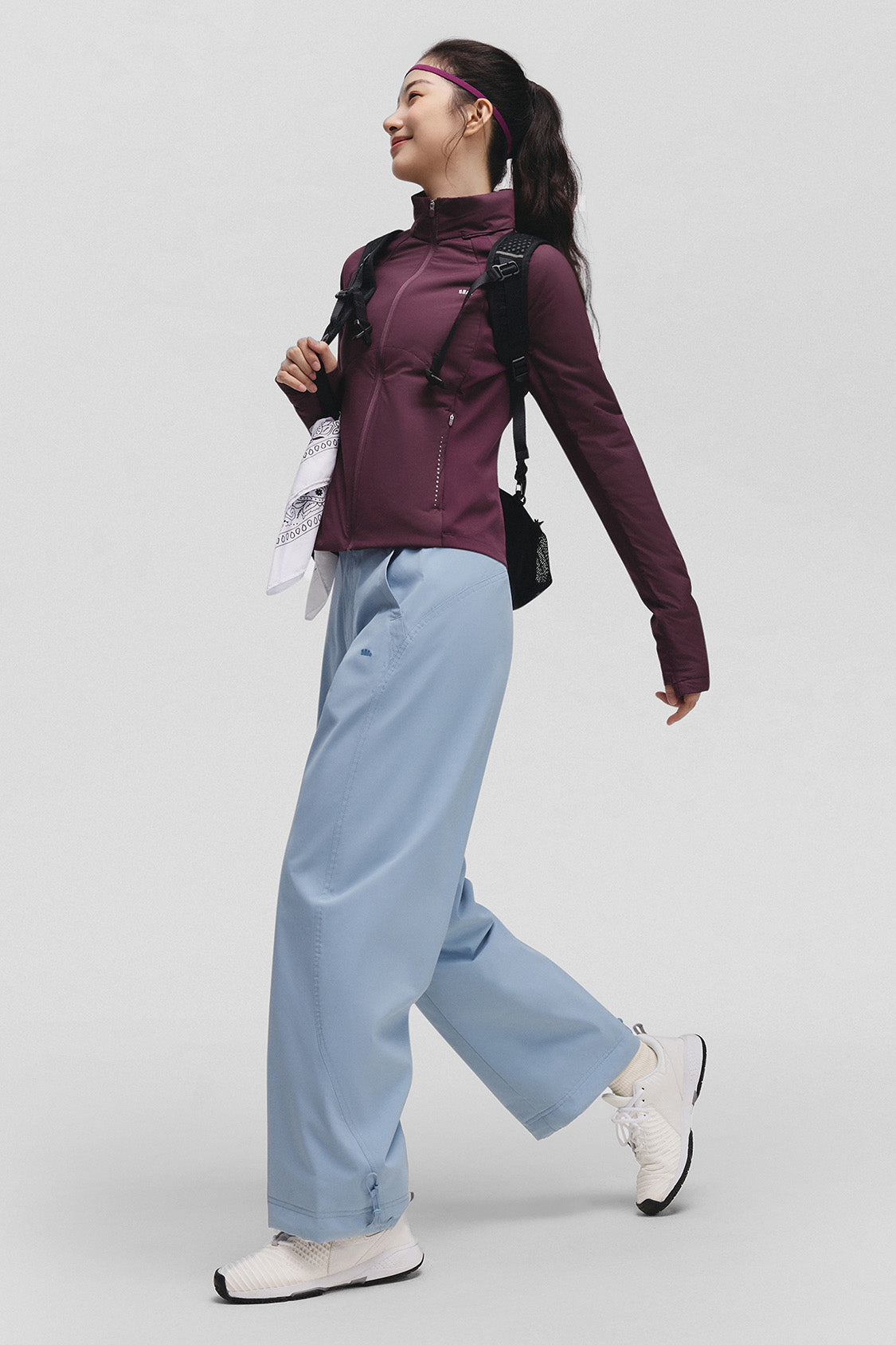 beneunder hoodmotion womens medium warmth hooded stretch fleece jacket #color_purple