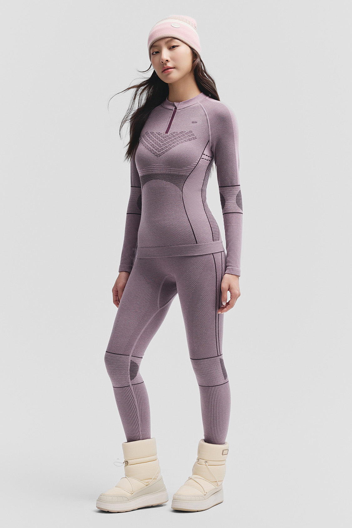 beneunder cozyset womens extra warmth outdoor performance base layer set #color_purple