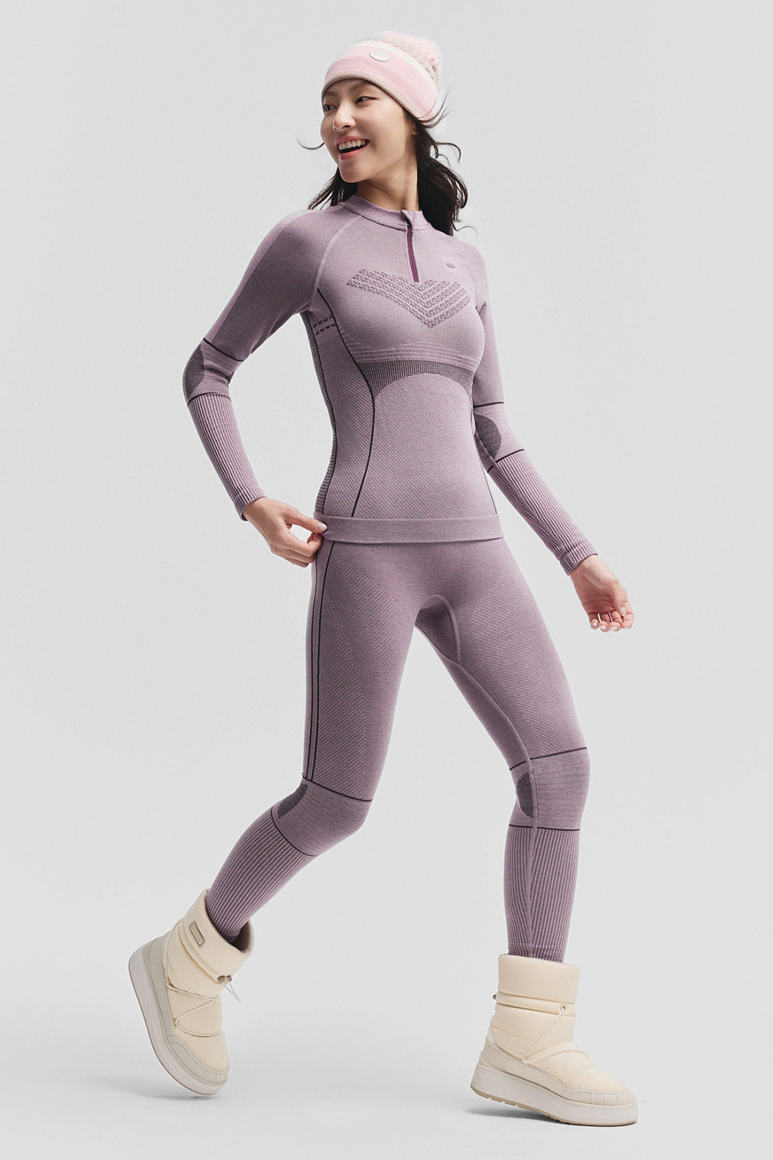 beneunder cozyset womens extra warmth outdoor performance base layer set #color_purple