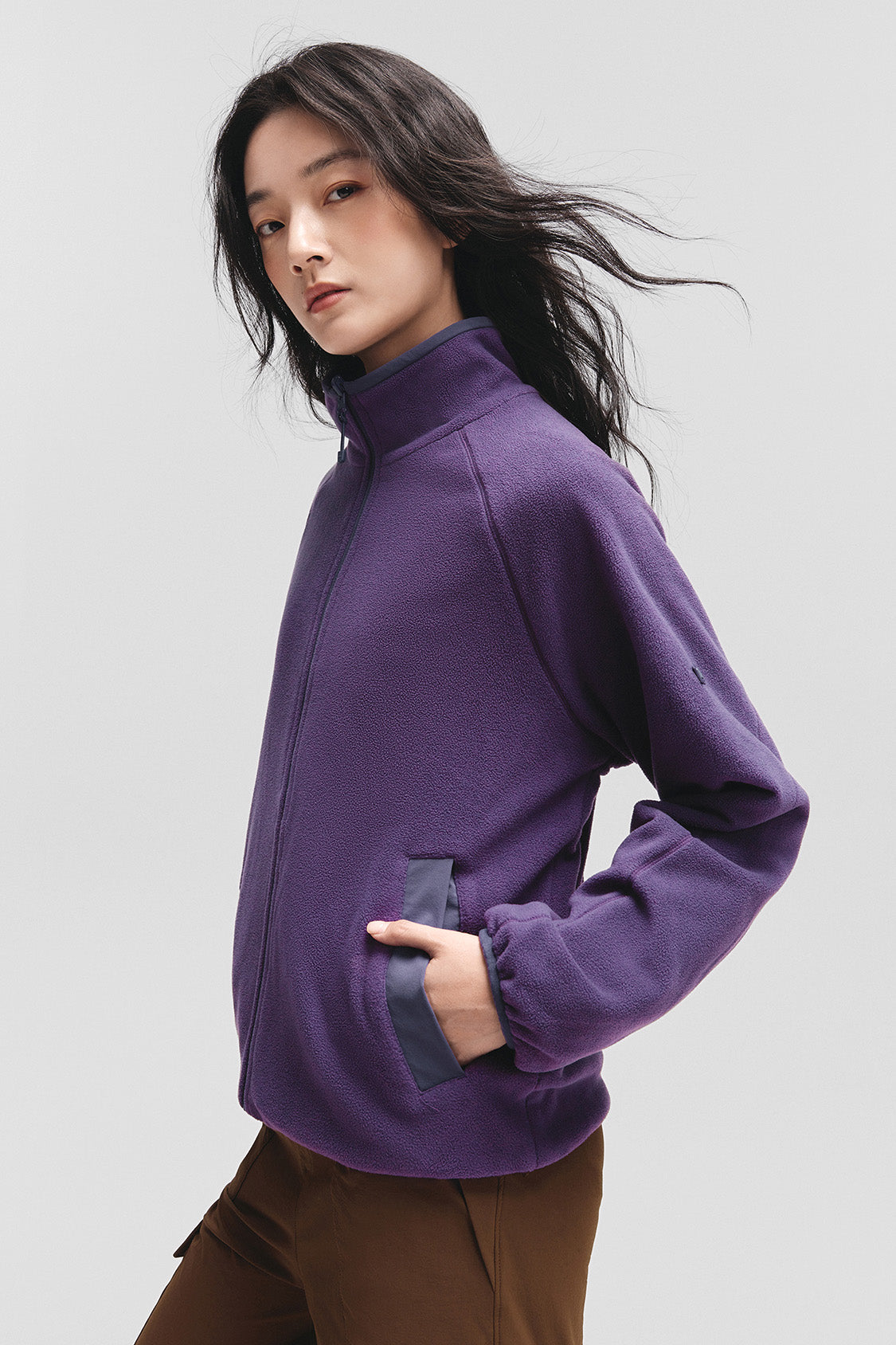 beneunder flipbreeze womens light warmth reversible fleece jacket#color_purple