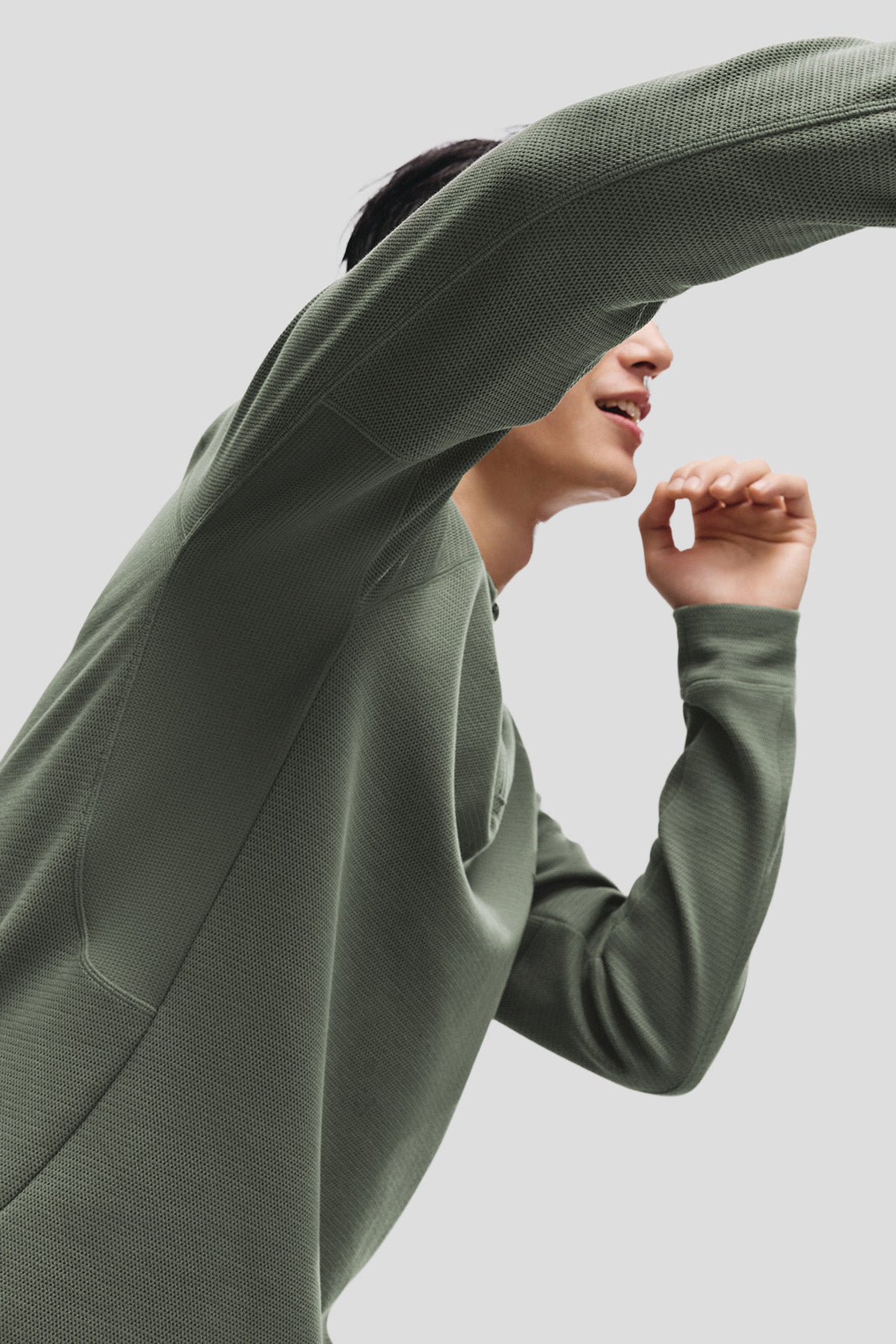 beneunder wickcore mens stand collar wicking base layer #color_sage green