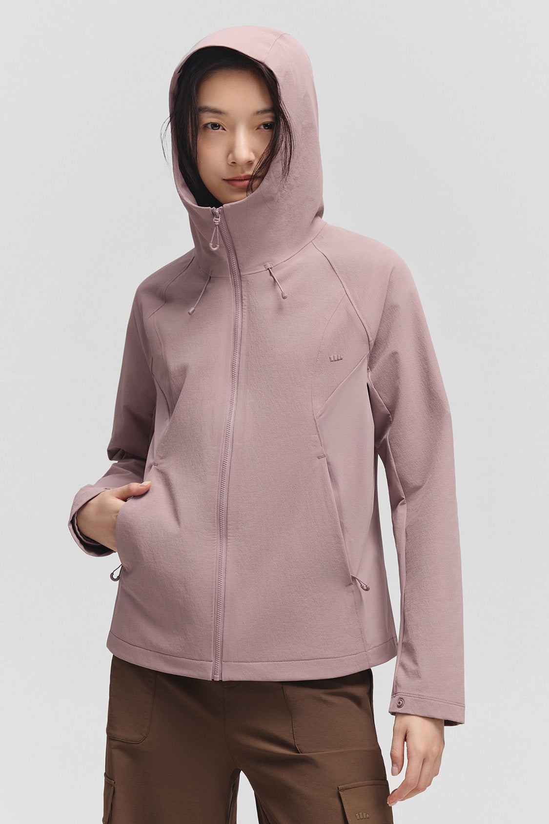 beneunder tritherm womens medium warmth 3 in 1 softshell down jacket #color_taupe