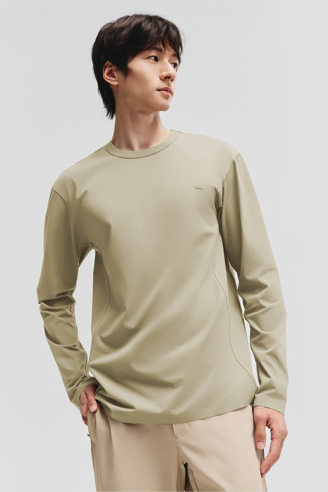 beneunder dryshield mens sweat resistant long sleeve top #color_taupe