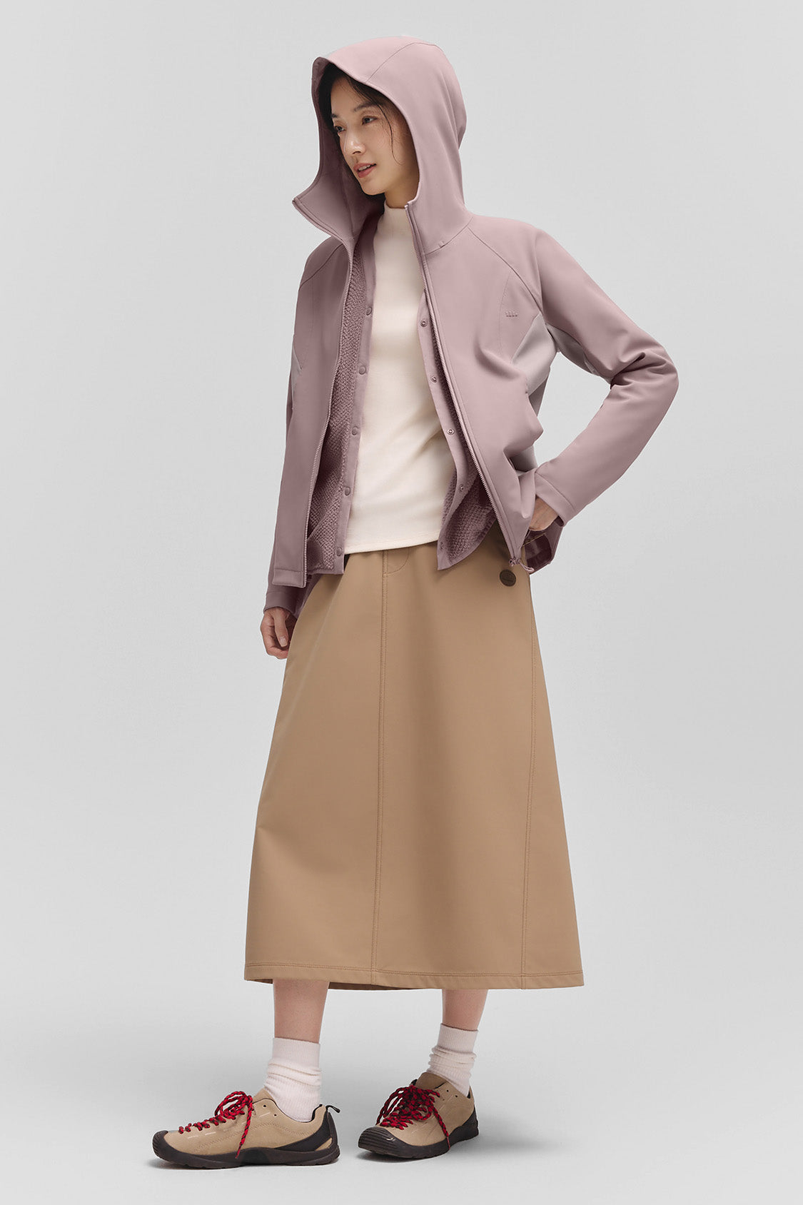 beneunder tritherm – women’s 3-in-1 hybrid insulated softshell jacket (extra warm) #color_taupe