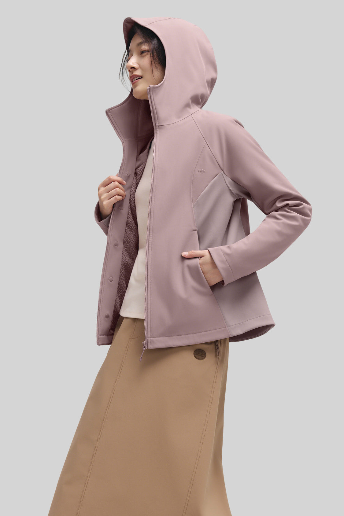 beneunder tritherm – women’s 3-in-1 hybrid insulated softshell jacket (extra warm) #color_taupe