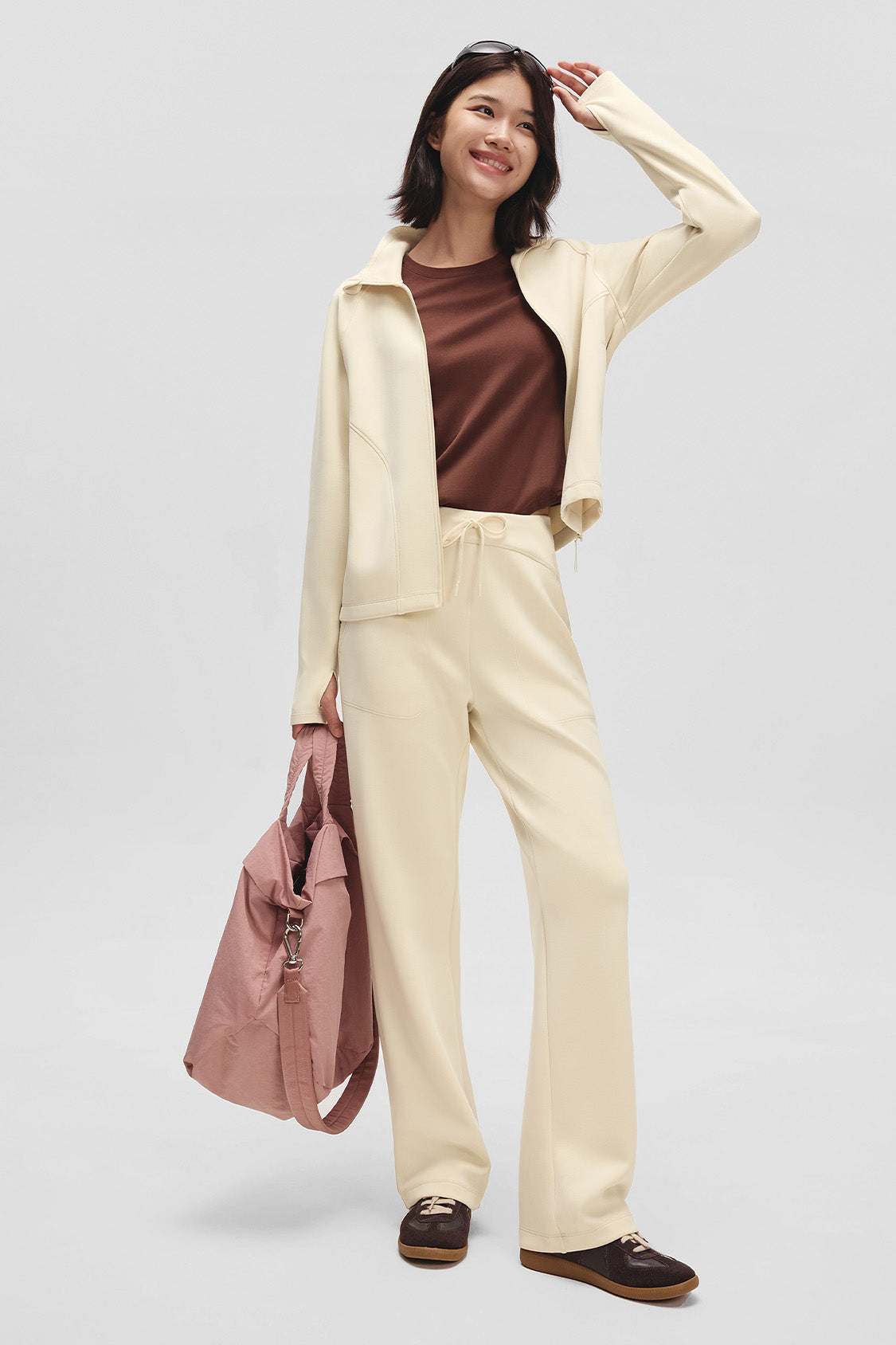 beneunder flexstraight womens high stretch straight leg pants #color_beige